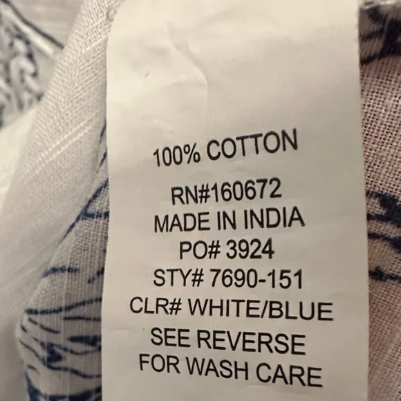 Blue Island White Button-Down with Navy Palm Design 100% Cotton Lightweight Lrg - Picture 3 of 7